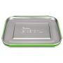 LunchBots Medium Trio II Snack Container - Divided Stainless Steel Food Container - Three Sections for Snacks On The Go - Eco-Friendly, Dishwasher Safe, BPA-Free - Stainless Lid - Green Dots