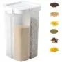 Clear Plastic Food Containers With Lids,Kitchen Food Grains Cereal Containers Multi-Open Cover,Storage Container Sealed Tank With Removable Partition,Practical,White-4grid-2300ML