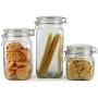 Circleware 68225 Storage Staples Glass Canisters with Swing Top Hermetic Airtight Locking Lids, Set of 3 Kitchen Food Preserving Containers for Coffee, Sugar, Tea, Cereal 54 oz, 40.5 oz, 22 oz Clear