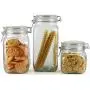 Bouteilles en verre Circleware 68225 pour aliments, ensemble de 3, avec couvercle à ressort hermétique, idéal pour café, sucre, thé, céréales (54 oz, 40.5 oz, 22 oz) claires Bouteilles en verre Circleware 68225 pour aliments, ensemble de 3, avec couvercle à ressort hermétique, idéal pour café, sucre, thé, céréales (54 oz, 40.5 oz, 22 oz) claires