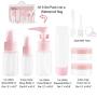 JOSALINAS Cosmetic Travel Bottles TSA Approved Leak-proof Toiletry Set for Makeup, 9 PCS Plastic Clear Liquid Containers, Pink