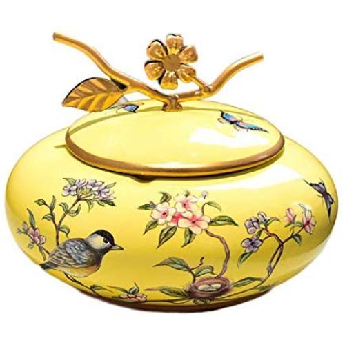 Luftdichte Kugelgläser mit Deckeln – Kleine Keramik-Behälter für Küche, Rustikaler Wohnkühlschrank, Vorratsorganisation für Tee, Snacks, Zucker, Kaffee, Gewürze, 2L (Farbe: Gelb)