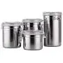 Stainless Steel Sealed Jar,Set of 4 Storage Canisters with Lids - Sugar Tea Coffee Beans Canister Set -Suit for Storaging Sugar, Biscuit,Snack(4inch)