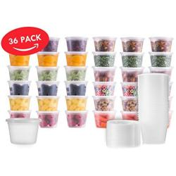 36 Sets] 16 oz. Plastic Deli Food Storage Containers with Airtight Leak Proof Lids - Washable And Reusable - Recyclable BPA-Free - Microwave, Fridge, and Freezer Safe