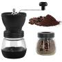 FZSWW Manual Coffee Grinder,Portable Coffee Bean Mill with Adjustable Ceramic Burrs,Glass Storage Jars,Silicone Non-Slip Mat, Office Travelling