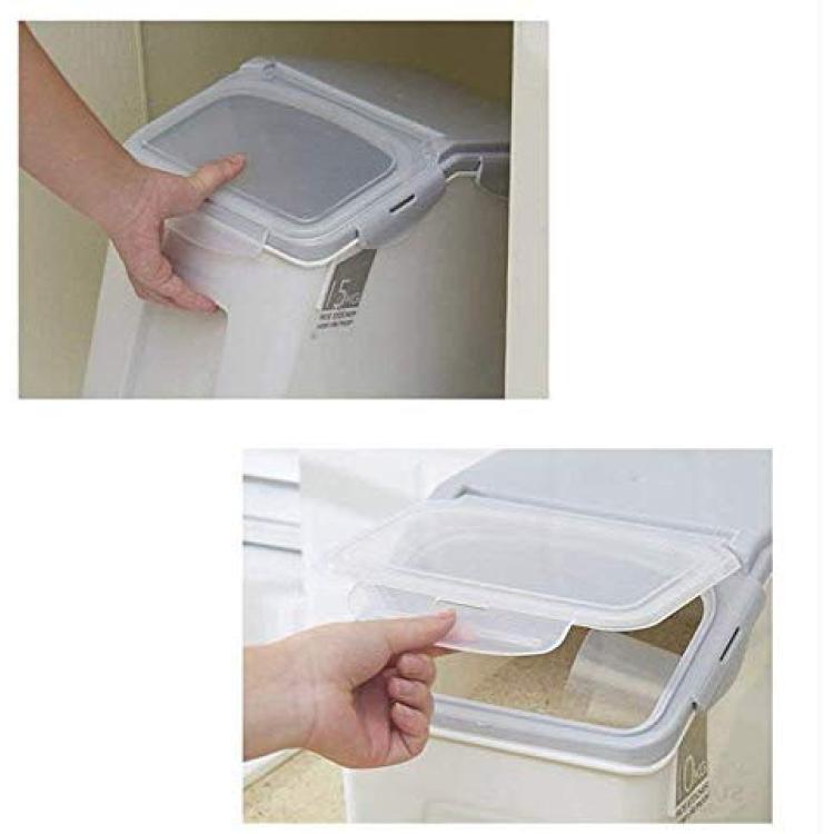 Kitchen Flour Box with Wheels Seal Locking Lid PP Rice Storage