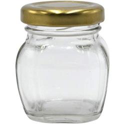 U-Pack 2oz Glass Jar With Gold Lid For Honey Jam Spice pack of 24 sets