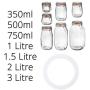 Argon Tableware Silicone Seals Rings for Glass Storage Jars - 87mm - for Jar Sizes 350ml to 3L - Clear - Pack of 6