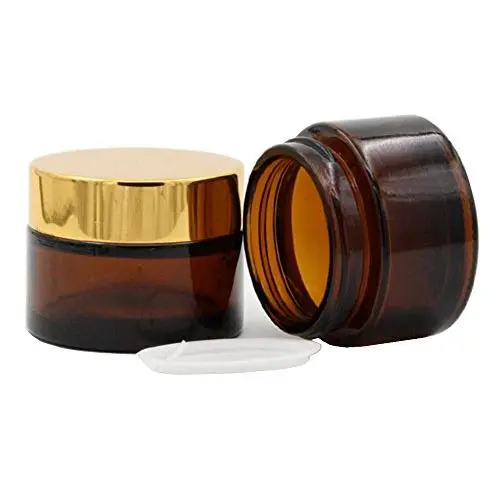 2Pcs Brown Empty Glass Refillable Face Cream Lotion Makeup Bottles Jar Pot With Gold Lid Cosmetic Eye Lip Balm Nail Art Storage Container (5ML / 5G) 2Pcs Brown Empty Glass Refillable Face Cream Lotion Makeup Bottles Jar Pot With Gold Lid Cosmetic Eye Lip Balm Nail Art Storage Container (5ML / 5G)