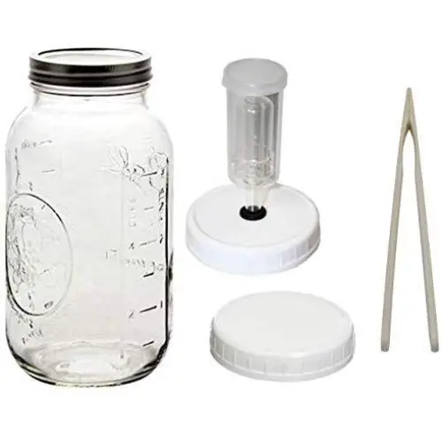 Fermentation Kit with (1) 64 ounce Mason Jar, 1 Wide Mouth Fermenting Lid with Grommet and Airlock Device, 1 Wide Mouth Storage Lid, 1 Set of Tongs and Instructions Fermentation Kit with (1) 64 ounce Mason Jar, 1 Wide Mouth Fermenting Lid with Grommet and Airlock Device, 1 Wide Mouth Storage Lid, 1 Set of Tongs and Instructions