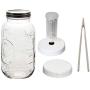 Fermentation Kit with (1) 64 ounce Mason Jar, 1 Wide Mouth Fermenting Lid with Grommet and Airlock Device, 1 Wide Mouth Storage Lid, 1 Set of Tongs and Instructions