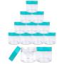 Beauticom 1 oz. 30G/30ML USA Acrylic Round Clear Jars with Teal Flat Top Lids for Creams, Lotions, Make Up, Cosmetics, Samples, Herbs, Ointments (12 Pieces (12 Bottoms & 12 Lids))