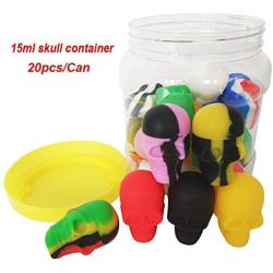 SZBS Silicone Containers 20pcs/can 15ml Skull-shape Containers Assorted Color Silicone Container For Dab Concentrate Containers Wax Oil Storage Jars Dab Containers (1)