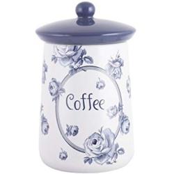 Katie Alice Stylish Vintage Indigo Ceramic Blue Floral Coffee Jar with Silicone Seal by Creative Tops - 16 x 9 cm