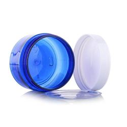 2PCS 100G/100ML(3.5oz) Blue Refillable Empty Plastic Cream Jars Bottes Sample Cosmetic Makeup Container with Mixture Screw Top Cover and Inner Cap for Emulsion Hand Lotion