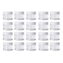 50PCS Transparent Empty Round Plastic Lotion Bottle Refillable Container Storage Tank Vial Jars Sample Packing Canister For Storing Facial Cream Loose Powder Eye Shadows Lip Balm Blush (20g/0.7oz)