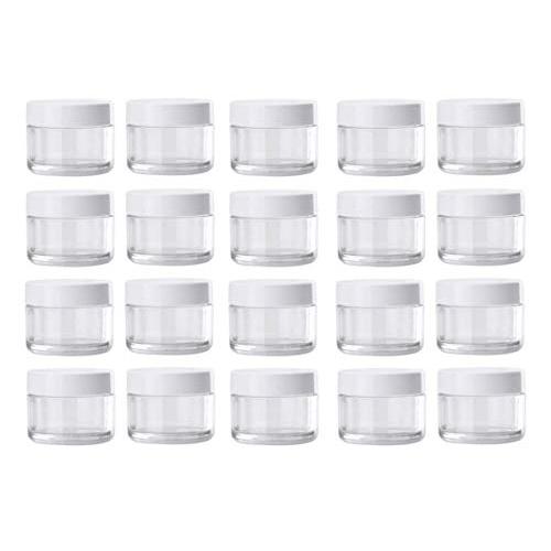 50PCS Transparent Empty Round Plastic Lotion Bottle Refillable Container Storage Tank Vial Jars Sample Packing Canister For Storing Facial Cream Loose Powder Eye Shadows Lip Balm Blush (20g/0.7oz)