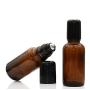 3Pcs 20ML Amber Glass Empty Refillable Roll-On Bottles with Stainless Steel Roller Ball and Black Cap Essential Oil Perfume Eye Essence Fluid Cosmetic Containers Dispense Sample Vials for Beauty