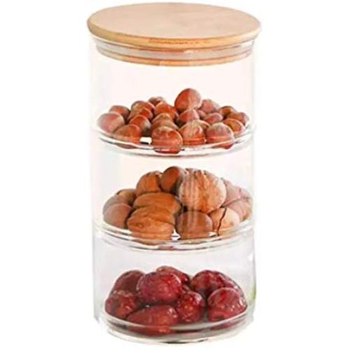 3-Layer Glass Jar Kitchen Food Bulk Container Set For Spices Dried Fruit Storage Can Salad Food Storage Containers