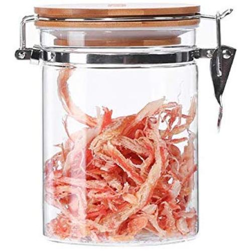 WANGLXST Airtight Glass Food Jar with Natural Bamboo Lid, Healthy and Safe, Silicone Ring for Airtight Sealing, for Kitchen Storage, for Grains, Coffee, Flour Box, Transparent