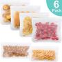 Teemojiang Reusable Snack Bags 6 Pack Leak Proof Freezer Bag Extra Thick Storage Bags Easy Seal Ziplock Sandwich Bags for Kid Lunch Dry Snacks Cereal, Nuts, Chips, Etc Smaller Fruits Veggies