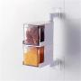 Rotating Condiment Jar, Kitchen with Spoon Creative Wall-Mounted Plastic Spice Box, Glass Jar for Pepper and Spice Storage,B