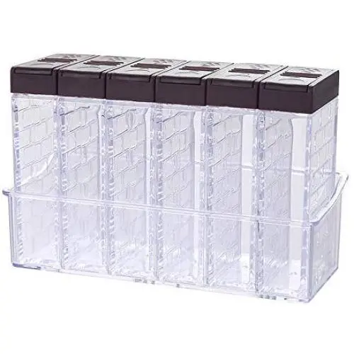 Kitchen Seasoning Bottles Jars Boxes Plastic Spice Lid Can Sugar Layers Storage Organizer Box Home Organization Accessories (Coffee)