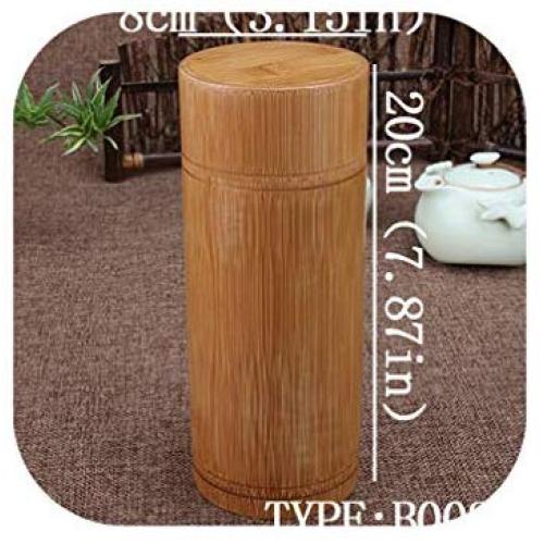 Handmade Tea Box Bamboo Storage Box Tea Canister Lid Seal Kitchen Storage Jars Accessories Spice Box Case Organizer,8X20Cm