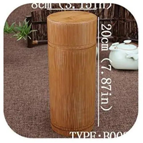 Handmade Tea Box Bamboo Storage Box Tea Canister Lid Seal Kitchen Storage Jars Accessories Spice Box Case Organizer,8X20Cm