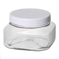 Bargz Plastic Jars - 8 Oz.70mm Clear Shape - White Lined Ribbed - Pack of 12