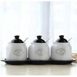 Mini Spice Jars Kitchenware ceramic seasoning jar three-piece creative set home