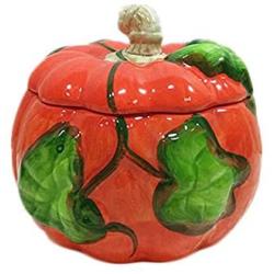 SOCOSY 3D Ceramic Pumpkin Candy Jar/Candy Holder/Apothecary Jar/Jewelry Holder/Wedding Candy Buffet Jars with Cover Lid Wedding Xmas Gift