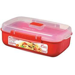 Sistema Microwave Cookware Rectangular Bowl, 42.2 Ounce/ 5.2 Cup, Red