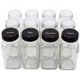 U-Pack 12 pieces of French Square Glass Spice Bottles 6 oz Spice Jars with Black Plastic Lids, Shaker Tops, and Labels by U-Pack