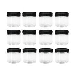 ljdeals 2 oz Clear PET Plastic Jars with Lids, Refillable Empty Round Containers, Pack of 12, BPA Free, Made in USA, Perfect for Kitchen, Cosmetic, Lotion, Personal Care Products and more