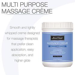 Bon Vital Multi-Purpose Massage Crème, Professional Massage Cream with Aloe Vera to Relax Sore Muscles, Increase Circulation & Repair Dry Skin, Full Body Massage Moisturizer Cream, 1/2 Gallon Jar