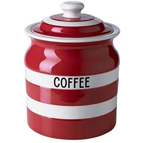 Cornishware Red and White Stripe Coffee Storage Jar 30oz