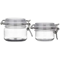 VASANA 2PCS 120G/200G(4oz/7oz) Empty Refill Round Clear PET Plastic Air Tight Sealed Food Storage Container Bottle Jars Cosmetic Makeup Facial Body Pack Cream Lotion Pot with Locking Canister Lids