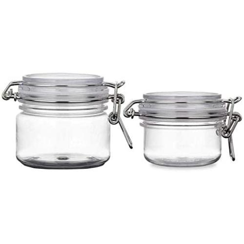 VASANA 2PCS 120G/200G(4oz/7oz) Empty Refill Round Clear PET Plastic Air Tight Sealed Food Storage Container Bottle Jars Cosmetic Makeup Facial Body Pack Cream Lotion Pot with Locking Canister Lids