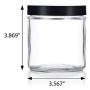 Large Clear Thick Glass Straight Sided Jar - 16 oz / 480 ml (4 Pack) + Labels