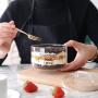 Transparente hitzebeständige Glasbehälter, nordisch Stil DIY Süßigkeiten Eiscreme, keine Verschüttung, Salatschüssel, Deckel.