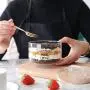 Transparent Heat resistant Glass Jars Nordic DIY Candy Ice Cream Non Spill Salad Transparent Bowl,Cover