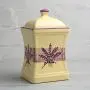 Stadt zu Cottage Handgemachte Lavendel-Blumen Gelbe und Creme Große Keramik 31,5 oz/900ml Küchen-Aufbewahrungsglas mit Deckel | Tonkanister, Keksdose, Wohngifts Geschenk