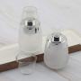 Kesell 8Pcs 30ml 1oz Upscale Empty Refillable Frosted Glass Pump Press Bottle Egg Shaped Pressing Jar Silver Edge Cosmetic Container with Clear Cap and Funnel for Lotion Emulsion Facial Essence