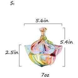 SOCOSY Royal Embossed Star Shaped Clear Glass Apothecary Jar Wedding Candy Buffet Jar Food Jar Candy Jar with Lid(7oz/14oz)