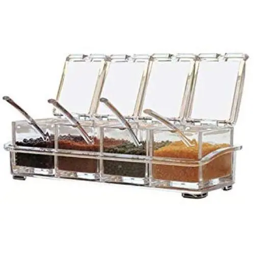 4 Pieces Kitchen Seasoning Racks Spice Pots Transparent Boxes Storage Containers Condiment Jars Set with Spoons 4 Pieces Kitchen Seasoning Racks Spice Pots Transparent Boxes Storage Containers Condiment Jars Set with Spoons