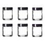 4 Oz CLEAR Glass Jar Straight Sided with Black Lid - Pack of 6 (4 OZ, Clear)