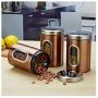 storage jar Grain container Food container Storage Box，Transparent stainless steel kitchen food grain sealed storage tank, brown set 3