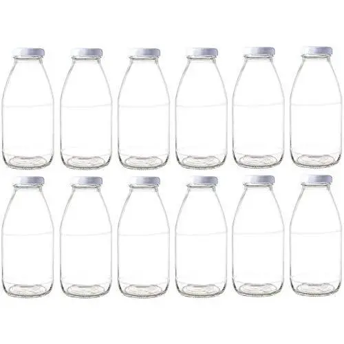 Nakpunar 12 pcs 10 oz Glass Bottle with White Lid for Milk, Fruit Juice, Water, Sauces Nakpunar 12 pcs 10 oz Glass Bottle with White Lid for Milk, Fruit Juice, Water, Sauces