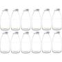 Nakpunar 12 pcs 10 oz Glass Bottle with White Lid for Milk, Fruit Juice, Water, Sauces